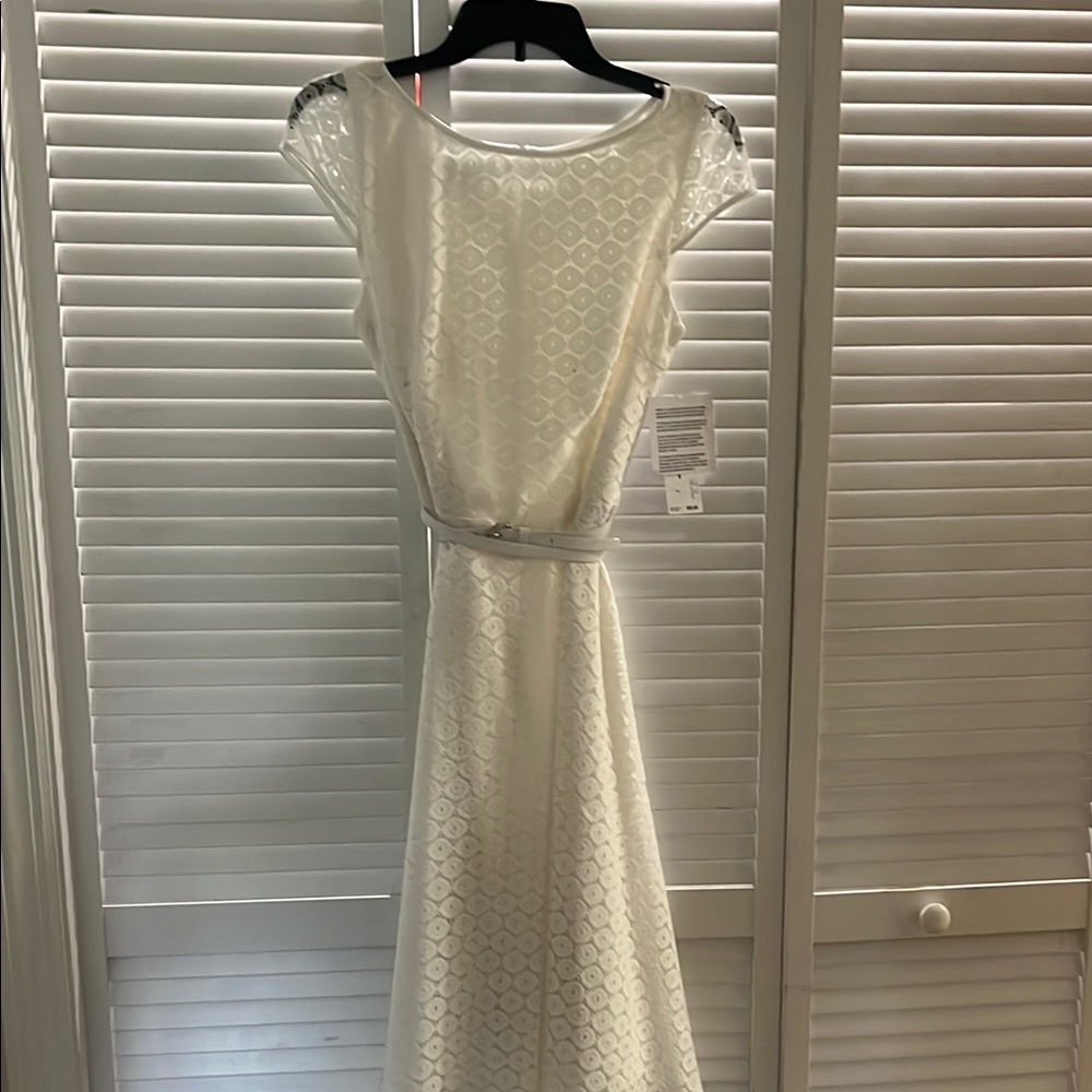 Evan Picone Cream Flutter Sleeve Sundress